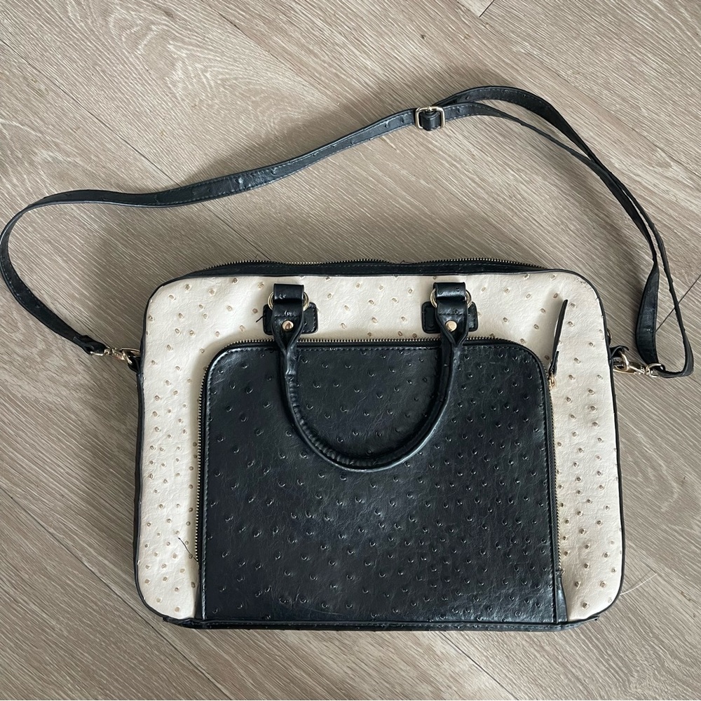 ALDO Ostrich Faux Leather Laptop Messenger Bag